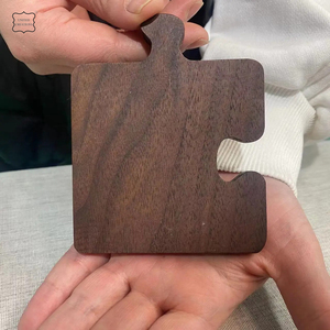 <b>Puzzle</b> Shaped Wooden Coasters Durable Olive Wood Coaster Set With Holder Non-Slip Square Wooden Mats & Pads for Everyday Use - Product Image 6