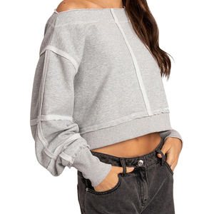 Sudaderas Cortas Extra Grandes de Felpa para Mujer, 100% Algodón de Alta Calidad, Nuevo Diseño de Moda Urbana con Logotipo Estampado en la Parte Delantera - Product Image 6