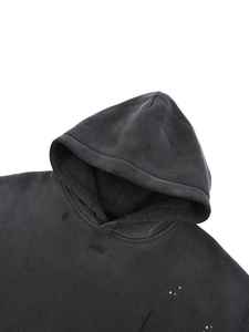 Sudadera con Capucha Oversize de Poliéster/Algodón Premium 400 GSM con Lavado Ácido, Estilo Vintage Desgastado, con Cremallera y Pedrería, para Invierno y Streetwear - Product Image 3