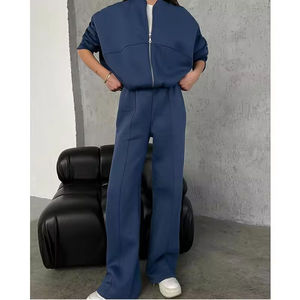 Conjunto Deportivo de Sudadera con Capucha y Pantalones de Felpa de Algodón Grueso con Logotipo Personalizado Bordado para Mujer, Estilo Holgado de 2 Piezas, Ropa Urbana - Product Image 1