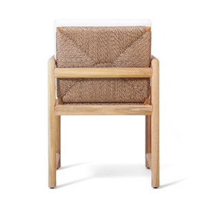 Silla de comedor de madera de teca de grado moderno para exteriores, cojín de mimbre, marco sólido para Patio, cocina, parque, restaurante, uso para sala de estar - Product Image 4