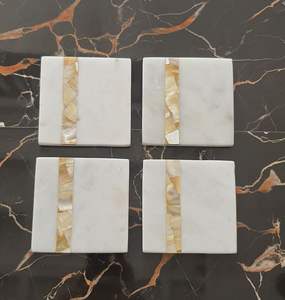 Usine En Gros Carré Blanc Marbre Avec MOP Sous-verres Tampons Hexagone Marbre Sublimation Tampons Sous-verres 4 Ensemble Pour Thé Café Boisson - Product Image 6