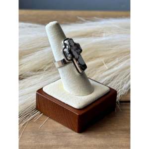 Southwest Handmade <b>Sterling</b> <b>Silver</b> Cross <b>Ring</b> with Natural Stone Boho <b>Adjustable</b> Statement Jewelry - Product Image 4