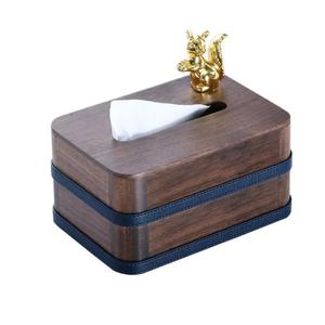 Deluxe Quality Natural Wood Rectangular Tissue Box Modern Home Decoration with Metal Accent Elegant <b>Organiser</b> - Product Image 4