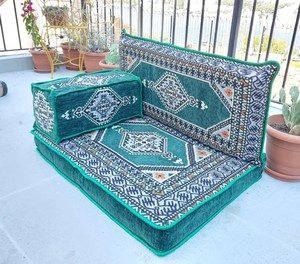 Sièges de sol arabes Canapé de sol arabe Sol de siège arabe | 90x70x10cm 3 pièces 1 Set - Product Image 3