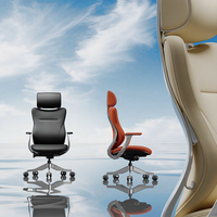 Chaise de bureau de direction ergonomique pivotante à dossier haut avec base en acier, imperméable, réglable en hauteur, design moderne, en cuir PU véritable