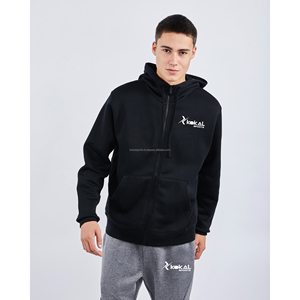 Sweat à capuche zippé et jogging pour homme en tissu polaire de coton disponible en différentes couleurs - Product Image 4