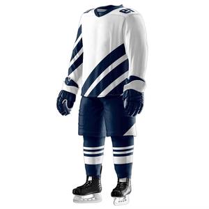 Ensembles d'uniformes de hockey sur glace unisexe adultes personnalisés en gros 100% polyester broderie respirant séchage rapide impression numérique de l'équipe - Product Image 4