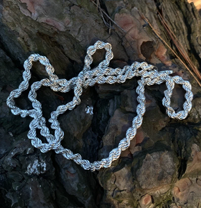 Collar de cadena de cuerda pesada de Plata de Ley 925 para hombres y mujeres, joyería de cadena trenzada de acero inoxidable a la moda - Product Image 3