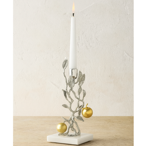 Bougeoir en forme de branche d'arbre doré avec motif d'oiseaux blancs et de fruits Candélabre en métal pour dîner de fête élégant et mariage de luxe - Product Image 2
