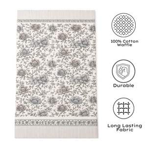 Toalla de Mano Antimicrobiana con Estampado Floral de Pigmentos Premium, de Algodón Tipo Waffle, para Uso en el Hogar, Hotel, Hospital, Adultos, Ecológica - Product Image 4