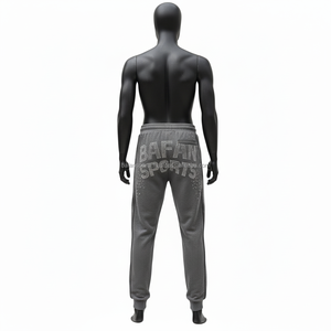 Pantalón de Jogger de peso pesado 320 GSM tela de poliéster de algodón suave con logotipo bordado y Patchwork pantalones de hombre lavados de ajuste cómodo - Product Image 2