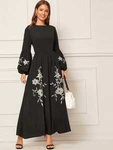 Vestido de fiesta exclusivo de algodón para mujer, vestido informal Sexy de manga larga con bordado mexicana - Product Image 5