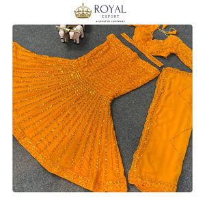 Prix de gros Meilleure qualité Designer Wedding Wear Collection Vêtements indiens Fausse Georgette Lehenga Choli à vendre - Product Image 6