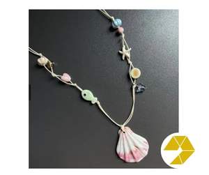 Collier de coquillage tropical Bracelet d'étoile de mer perle collier de coquillage artisanal d'été côtier perle tour de cou bijoux d'étoile de mer - Product Image 6