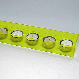 Bougeoirs en plastique vert en forme de rectangle 5 pc - Product Image 1