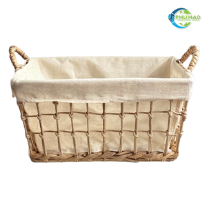 Panier à linge rustique en jacinthe d'eau avec poignées solides et cadre renforcé Vietnam organisant les vêtements et le ménage - Product Image 6
