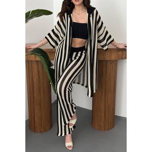 Black Striped <b>Knit</b> <b>Set</b> - Black - Product Image 4