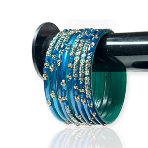 ชุดกำไลข้อมืองานแต่งงานดีไซน์เรขาคณิตสีเขียวทะเลแท้ ชุบทอง ประดับมุกเทียม ราคาขายส่งสำหรับผู้หญิง - Product Image 2