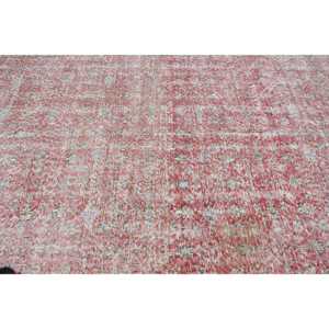 พรมวินเทจขนาดใหญ่ 7.2x10.7 ฟุต สีแดงขาว ลายแบบนามธรรมสไตล์ตุรกี ทำจากขนสัตว์ - Product Image 4