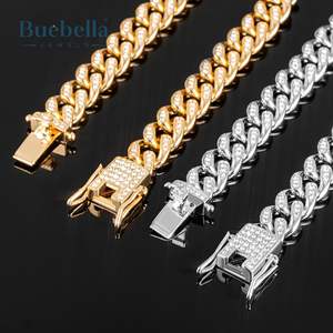 10mm Iced Out White Gold Plated 925 Sterling Silver Tear Drop Miami Cuban Link Bracelet For <b>Men</b> - Product Image 4
