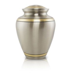 Produit de vente chaud argent et or forme ronde fini métal humain crémation souvenir urne funéraire urnes pour adultes - Product Image 1