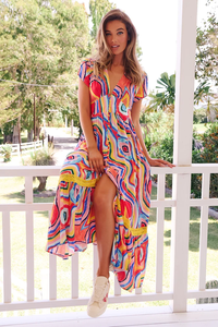 Femmes longue robe été col en v Boho ceinturé Maxi robe décontracté Sexy robe de soirée dames bohème plage vacances robe d'été - Product Image 6