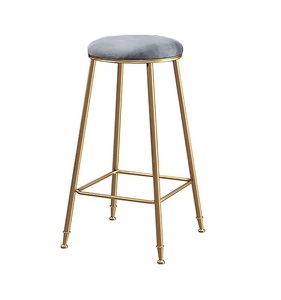 Chaise unique de tabouret de bar haut de gamme moderne en acier inoxydable pieds dorés tabouret de bar en tissu velours chaise pour cuisine restaurant hôtel - Product Image 5