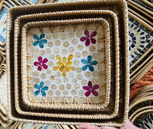 ตะกร้าหวายสานด้วยมือเป็นมิตรกับสิ่งแวดล้อมตะกร้าจัดเก็บของแบบเรียบง่ายสไตล์เวียดนามเหมาะสำหรับการเสิร์ฟชากาแฟและอาหาร - Product Image 2