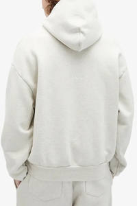 Sudadera con capucha de lana lavada en blanco marfil Logo minimalista Jersey unisex Casual Comfort Timeless Streetwear sin esfuerzo Moda diaria - Product Image 3