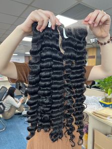 Extensiones de cabello humano virgen vietnamita de onda profunda alineadas con cutícula de doble trama sin procesar 100% de 3 pulgadas de alta calidad al por mayor - Product Image 2
