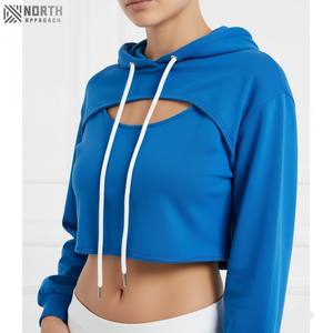 Stylish Women's Long Sleeve Cropped Hoodie With Custom Logo Breathable 100% Cotton New <b>Crop</b> <b>Top</b> Girls Front Back Puff Printing - Product Image 2