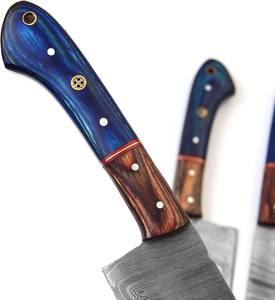 Juego de Cuchillos de Chef de Acero de Damasco de 5 Piezas Nordic Forge, Mangos de Madera Pakka, Diseño Ambidiestro, Hojas Recubiertas, Cuchillos Hechos a Mano OEM - Product Image 2