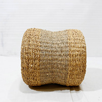 Pouf en fibre de jonc de mer compressé, accessoires de décoration intérieure, tabouret en jonc de mer tissé à la main, prix d'usine