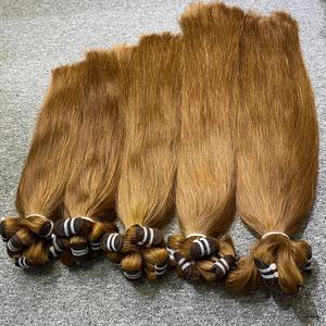 100% Vierge Brun Clair #8 Couleur Extensions de Cheveux Raides Couleur Brute Bundles de Cheveux Humains avec Fermeture Frontale - Product Image 2