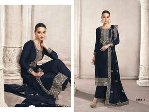 ผ้าไหมปักลายโดลาแบบดั้งเดิมมีสไตล์อินเดียและด้ายทำงาน salwar kameez กับ dupatta อินเดีย - Product Image 3