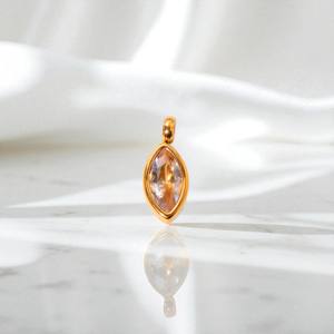 Marquise Cristal Quartz Gemstone Charms Pendentif-925 Argent Plaqué Or Femmes Pendentif-Vente En Gros DIY Faire Collier - Product Image 1