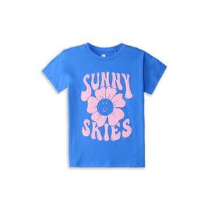 T-shirt graphique pour filles de marque de style occidental décontracté bleu avec impression de logo personnalisé pour toutes les saisons et tous les âges en coton - Product Image 1