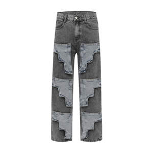 Pantalones Vaqueros de Mezclilla para Hombre con Logotipo Personalizado al por Mayor, Estilo Vintage, Retro, Deslavado, Roto, Casual, Ajustado, con Parches, Precio Bajo, Económico - Product Image 1