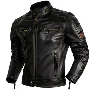 Chaqueta de cuero para hombre de nuevo estilo de alta calidad, ropa de calle, chaqueta cortavientos para motocicleta, chaqueta de cuero de motorista de diseño personalizado - Product Image 1