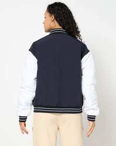 Chaqueta Universitaria Personalizada para Mujer, Talla Grande, Bordado Personalizado, Tela y Logotipo Personalizados, Mangas de Cuero Transpirable, Chaqueta de Béisbol Letterman - Product Image 5