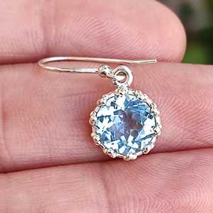 Navya Craft 925 <b>Solid</b> Sterling <b>Silver</b> Fine Stud <b>Earrings</b> Handmade Blue Topaz for Women's Christmas Anniversary Valentine's Day - Product Image 6