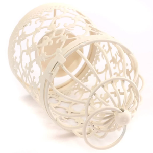 Venta al por mayor de lujo de metal blanco vintage jaula de pájaros linterna colgante portavelas hogar decorativo regalo - Product Image 4