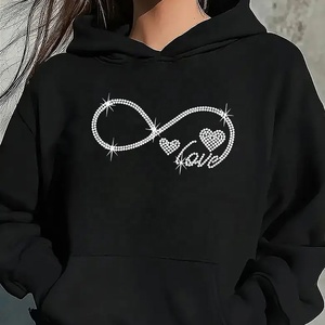 Sudadera con capucha personalizada con diseño de diamantes de imitación Logotipo o ilustraciones ostentosas personalizadas en sudadera y ropa - Product Image 3