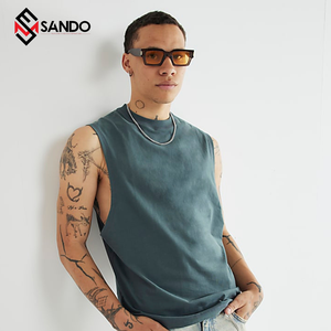 เสื้อกล้ามคอตตอนมีโครงผ้าฟลีซแห้งเร็วสำหรับผู้ชายเสื้อกล้ามออกกำลังกายในยิมระบายอากาศได้ดีผ้าถักไซส์พิเศษโลโก้100% ตามสั่ง - Product Image 1