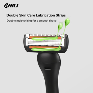 Modern Men's 5 Blade Stainless Steel Trimmer &amp; <strong>Razor</strong> with <strong>Double</strong> Lubricating Strips and Magnetic Handle - Product Image 4