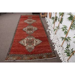 Vintage 3.9 X 10ft Rouge Beige Turc Laine Tapis Classique Grande Surface Décoratif Patchwork Rectangle avec Latex Support Couloir Style - Product Image 4