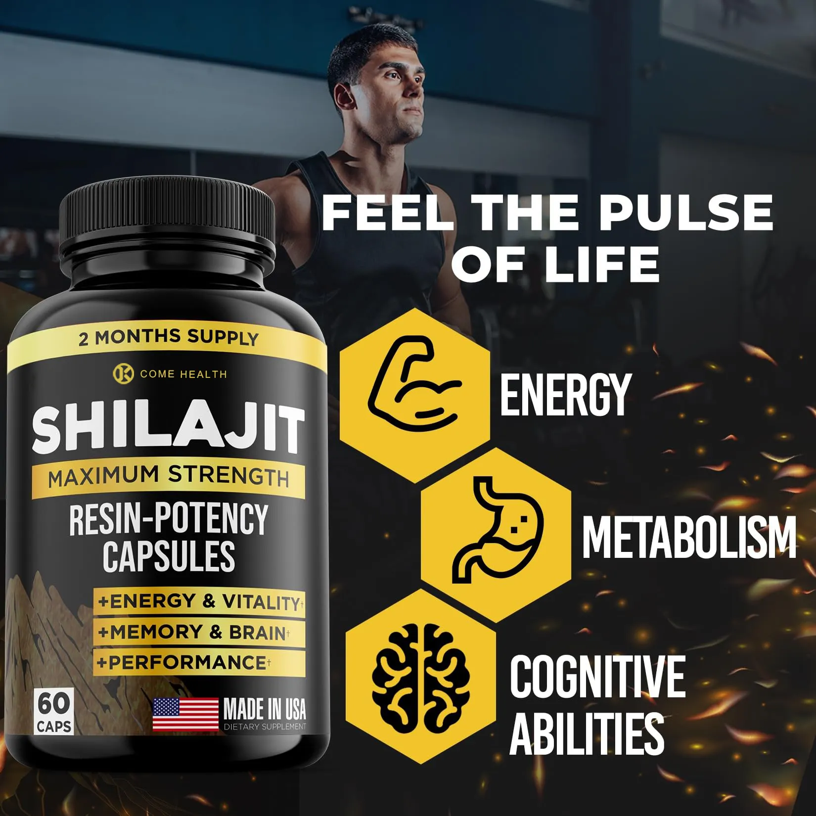 Prix d'usine OEM Capsules d'extrait de Shilajit de haute qualité Capsules de résine de Shilajit-Puissance Immunité et soutien énergétique