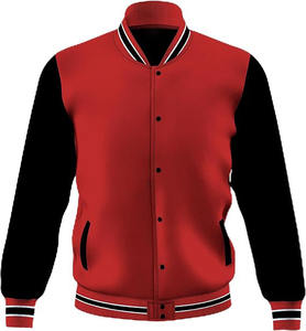 Venta al por mayor de logotipo de impresión personalizada chaqueta universitaria de béisbol Letterman abrigo en lona de algodón cuello alto en blanco diseño personalizable - Product Image 1
