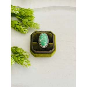 Southwest Royston Turquoise & Sterling <b>Silver</b> Vintage <b>Statement</b> <b>Ring</b> Geometric Gemstone <b>Ring</b> for Everyday Wear Size 8.5 - Product Image 1
